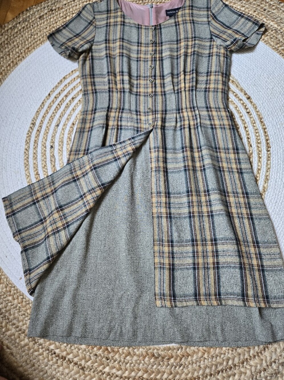 Tristan & Iseut Vintage 90s Plaid Shift Dress Preppy Schoolgirl Dark Academia 7 - Picture 4 of 16